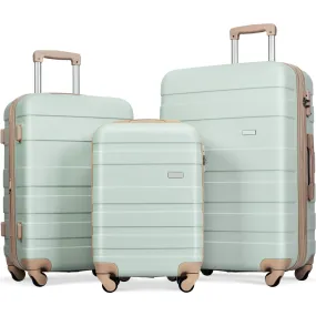 Luggage Sets New Model Expandable Abs Hardshell 3 Pieces Clearance Luggage Hardside Lightweight Durable Suitcase Sets Spinner Wheels Suitcase With Tsa Lock 20''24''28'' (Gray Green)