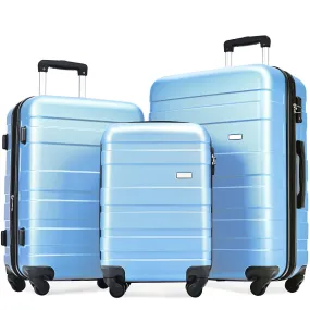 Luggage Sets New Model Expandable Abs Hardshell 3 Pieces Clearance Luggage Hardside Lightweight Durable Suitcase Sets Spinner Wheels Suitcase With Tsa Lock 20''24''28'' (Sky Blue)