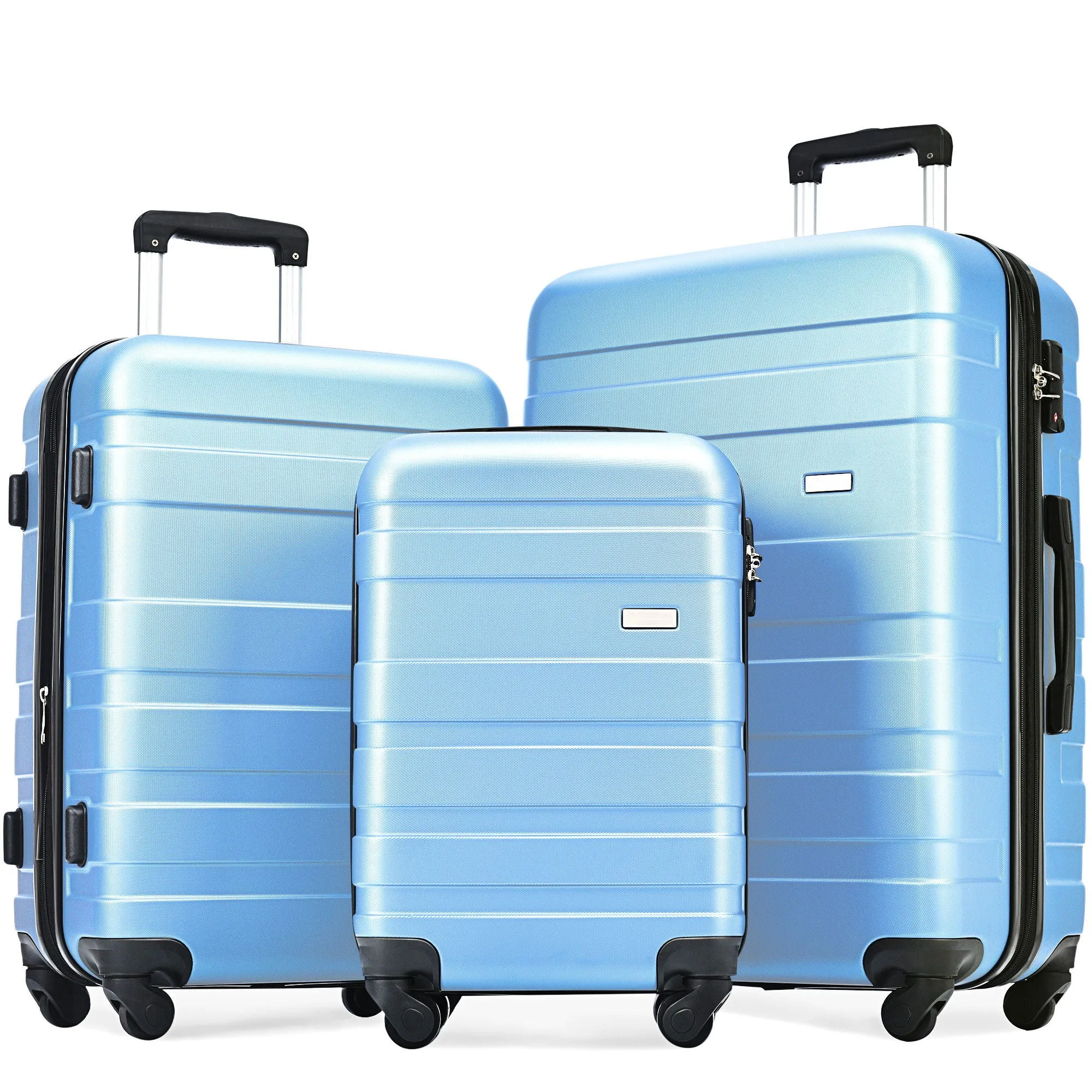 Luggage Sets New Model Expandable Abs Hardshell 3 Pieces Clearance Luggage Hardside Lightweight Durable Suitcase Sets Spinner Wheels Suitcase With Tsa Lock 20''24''28'' (Sky Blue)