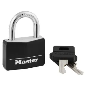 Master Lock Padlock, Covered Aluminum Lock, 1-9/16 in. Wide, Black, 141D