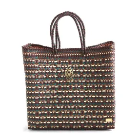 MEDIUM BURGUNDY GREEN TOTE BAG