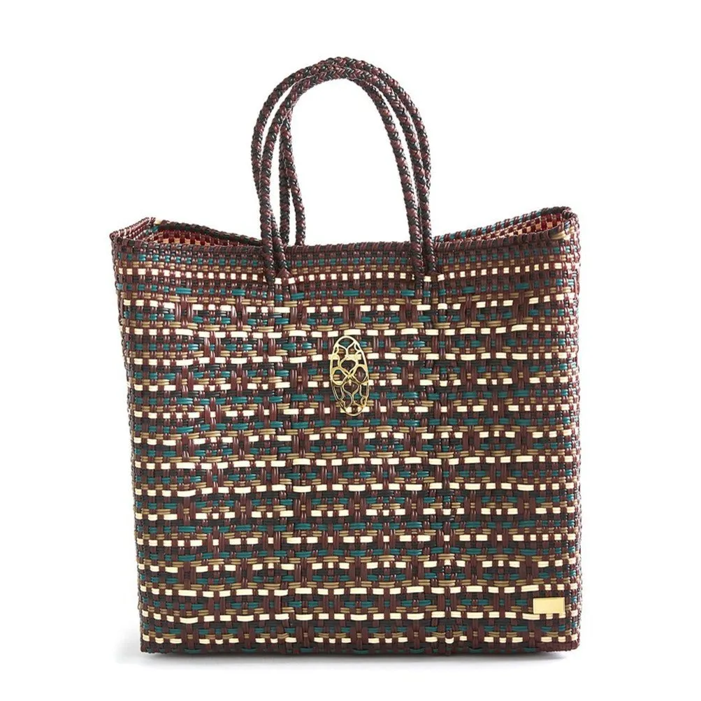 MEDIUM BURGUNDY GREEN TOTE BAG
