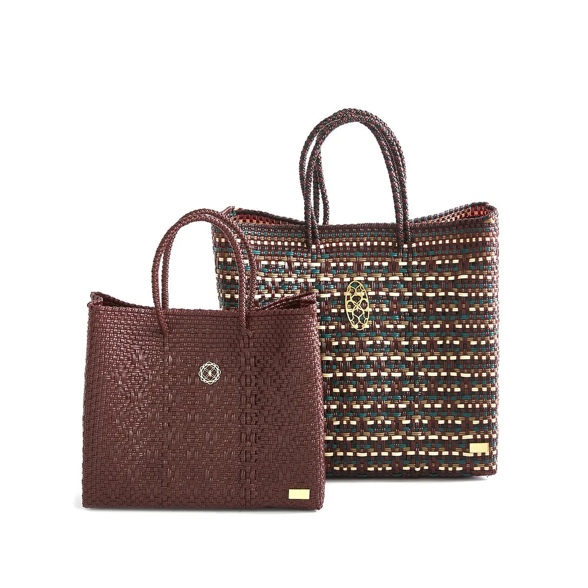 MEDIUM BURGUNDY GREEN TOTE BAG