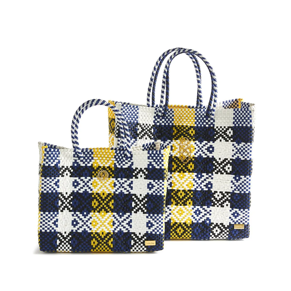 MEDIUM YELLOW BLUE TOTE BAG