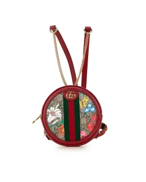 Ophidia Round Backpack with Leather Trim and Interior Slip Pocket