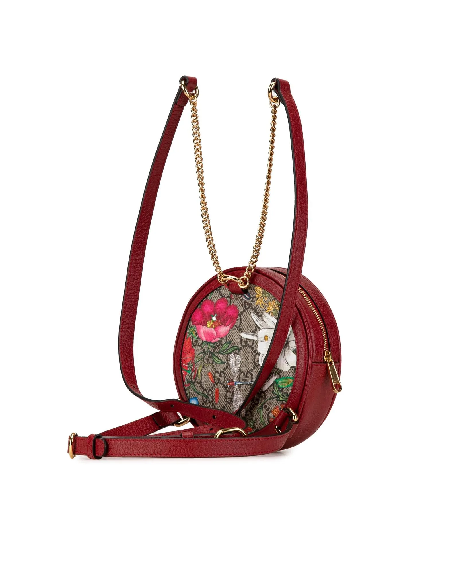 Ophidia Round Backpack with Leather Trim and Interior Slip Pocket