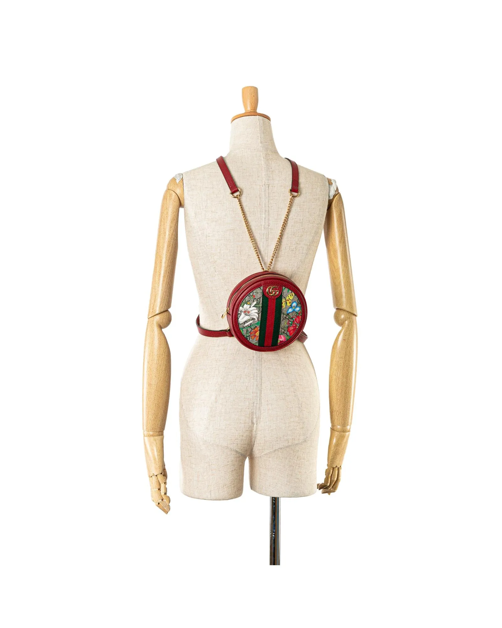 Ophidia Round Backpack with Leather Trim and Interior Slip Pocket