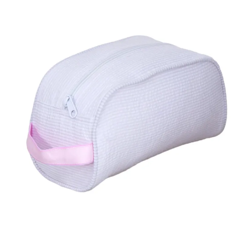 Personalized Seersucker Baby Pink Traveler Pouch