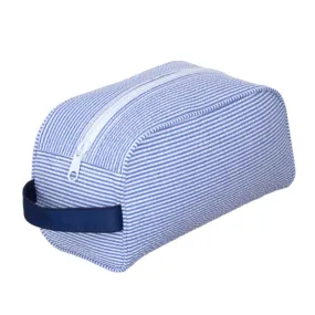 Personalized Seersucker Blue Navy Traveler Pouch