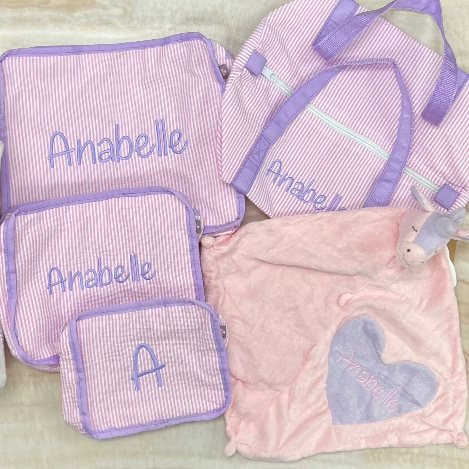 Personalized Seersucker Princess Duffel Bag