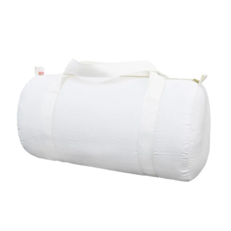 Personalized Seersucker White Duffel Bag