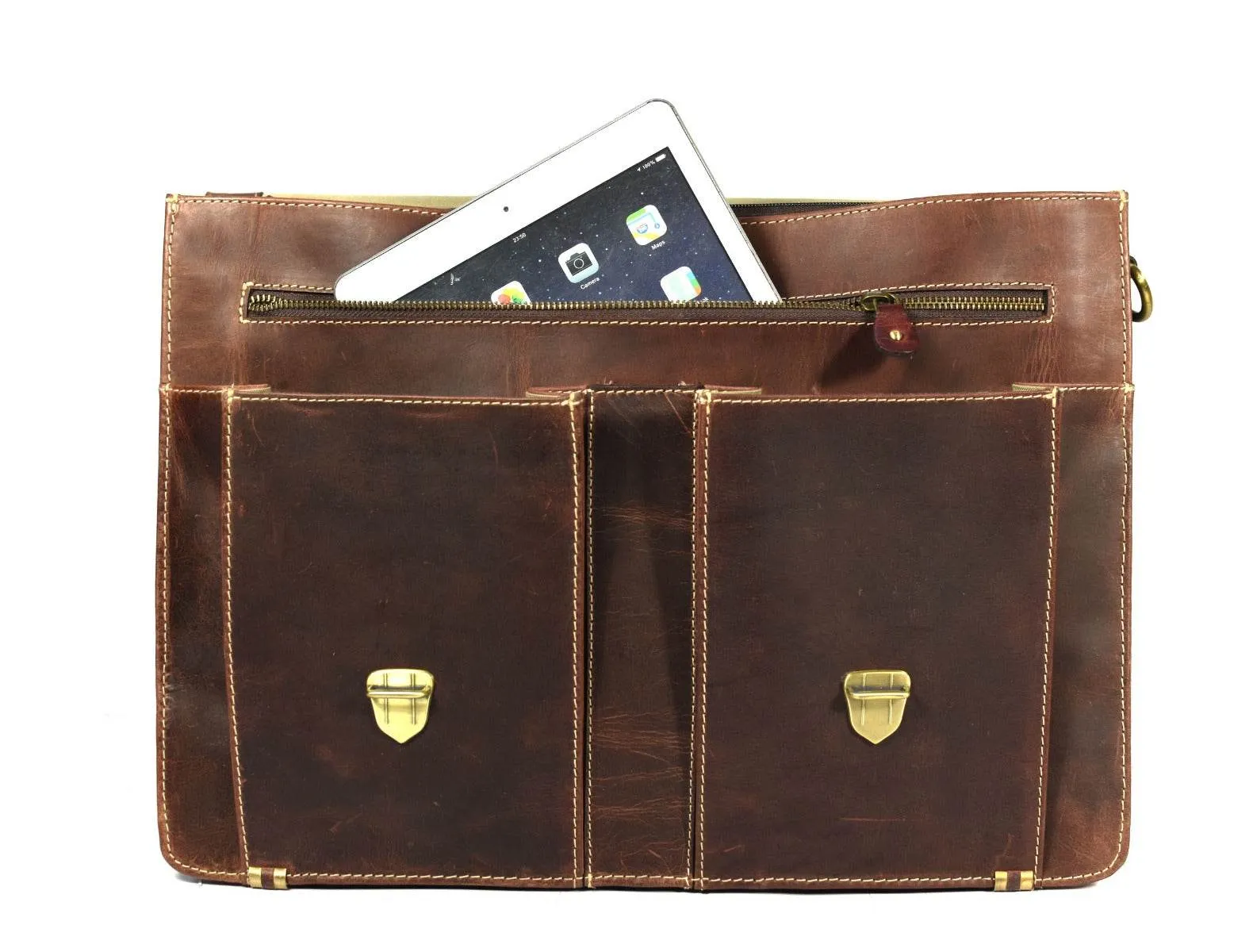 Phoenix Leather Briefcase - Walnut Brown