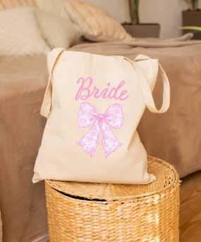 Pink Bow Bride Tote Bag