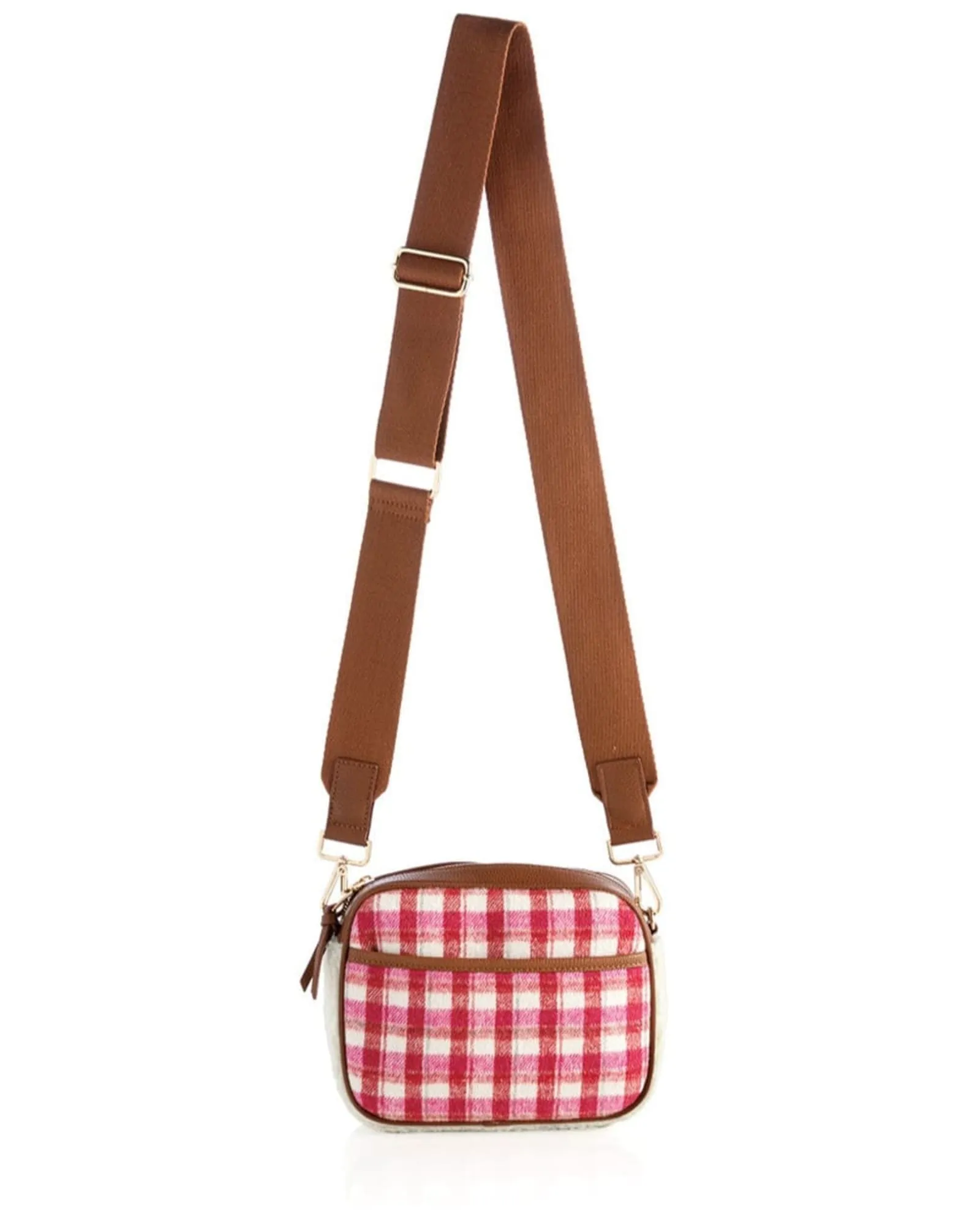 Plaid Mirabel Camera Cross-body Bag | Pink and Red