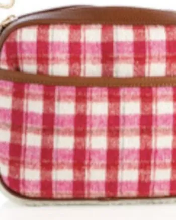 Plaid Mirabel Camera Cross-body Bag | Pink and Red