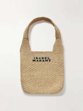 Praia medium embroidered woven raffia tote