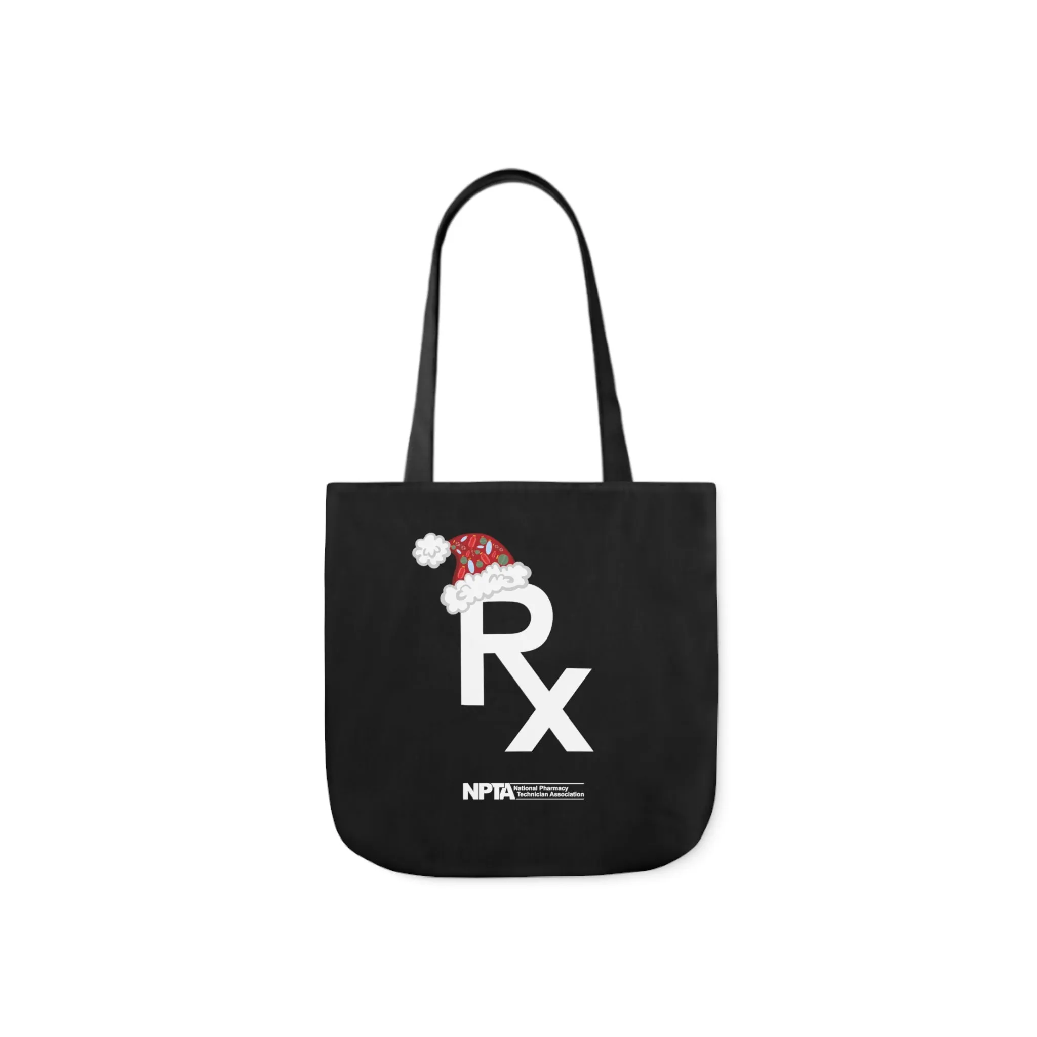 Rx Santa Hat (Black) - Polyester Canvas Tote Bag