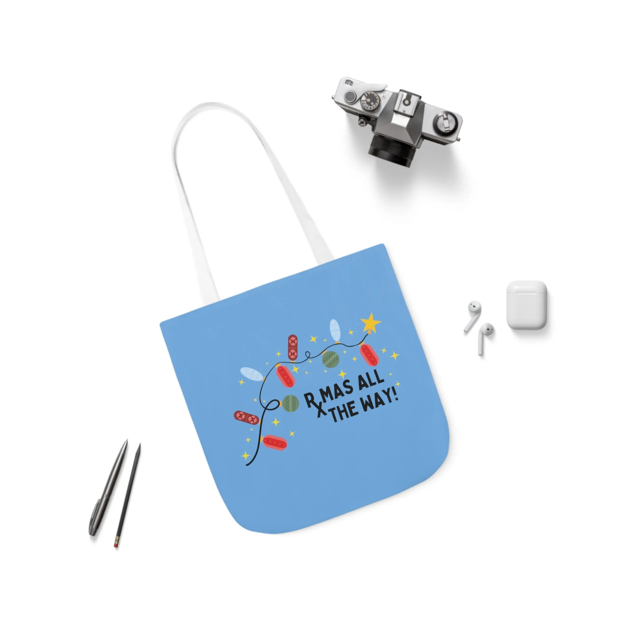 Rxmas all the way! - Polyester Canvas Tote Bag (Blue)