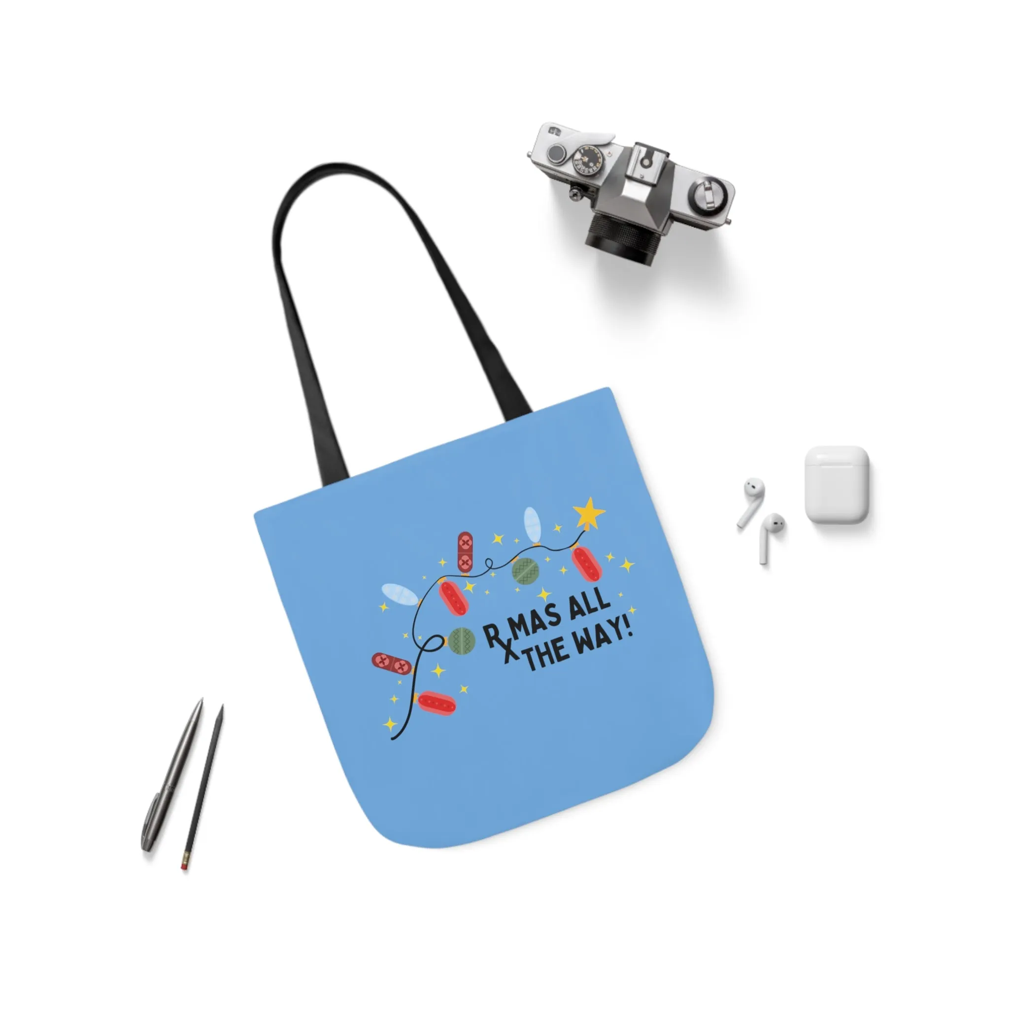Rxmas all the way! - Polyester Canvas Tote Bag (Blue)