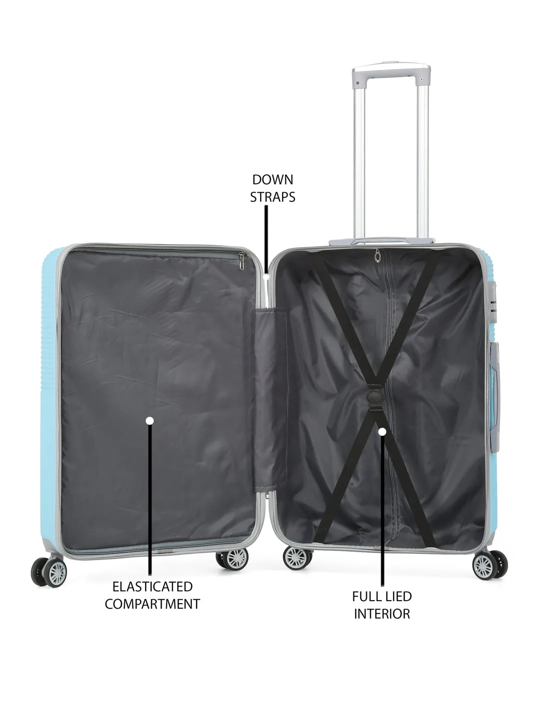 Sea Blue Textured Hard-Sided Trolley Bag