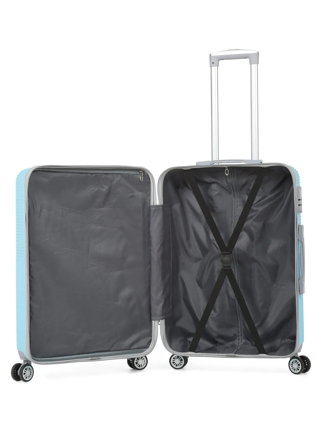 Sea Blue Textured Hard-Sided Trolley Bag