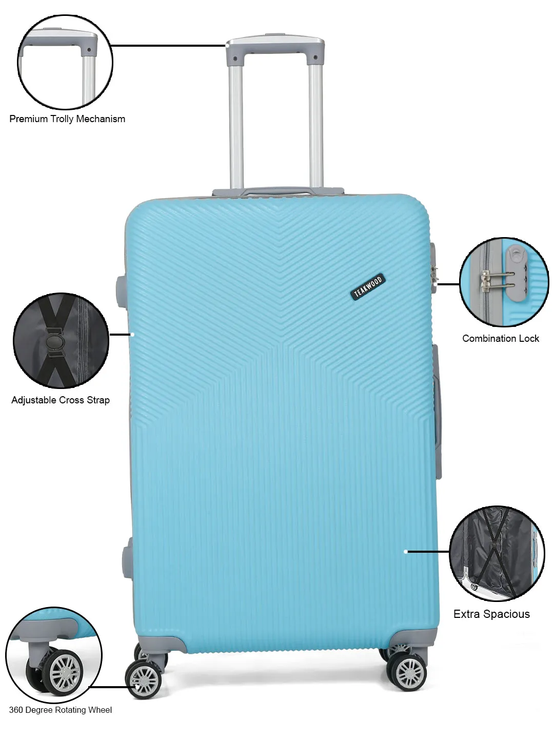 Sea Blue Textured Hard-Sided Trolley Bag