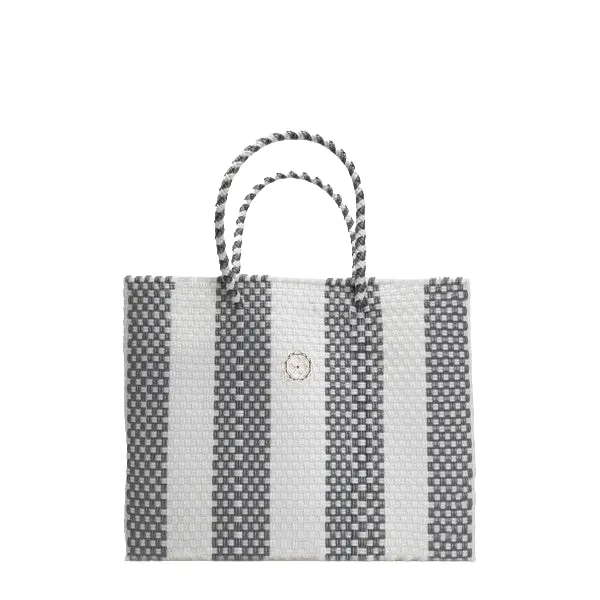 SMALL SILVER STRIPE TOTE BAG