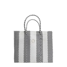 SMALL SILVER STRIPE TOTE BAG