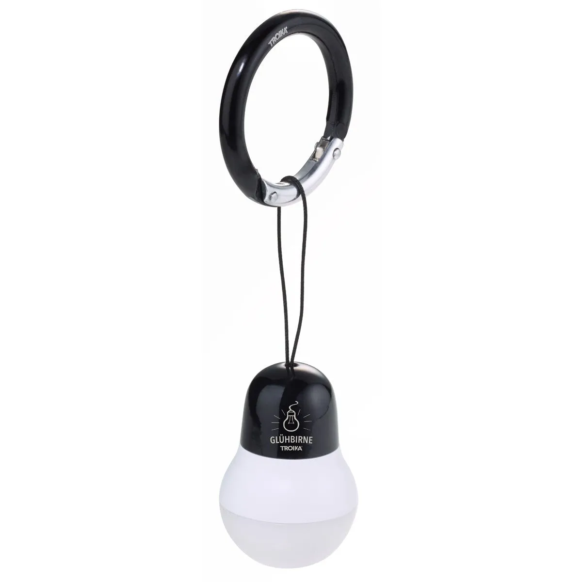 Troika Bag Light LED Keychain Lightbulb Shape Black Finish White Light