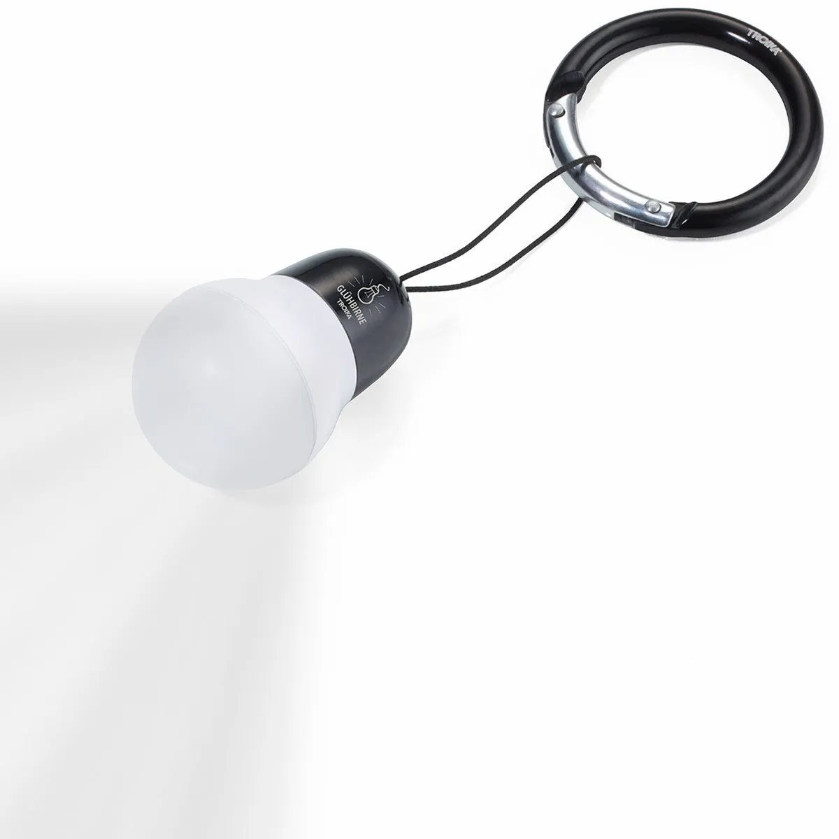 Troika Bag Light LED Keychain Lightbulb Shape Black Finish White Light