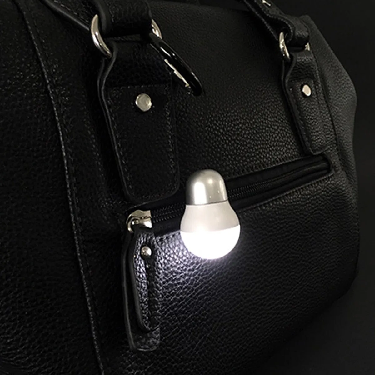Troika Bag Light LED Keychain Lightbulb Shape Black Finish White Light