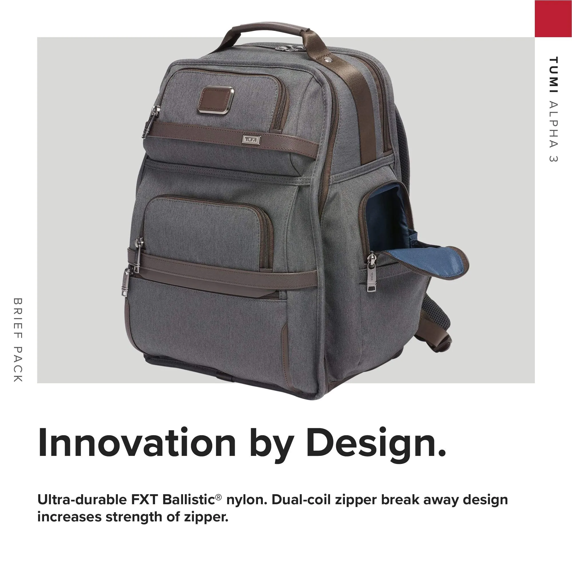 TUMI - Alpha 3 Brief Pack - 15 Inch Computer Backpack for Men and Women - Anthracite