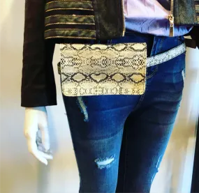 White Snake Skin Waist Bag