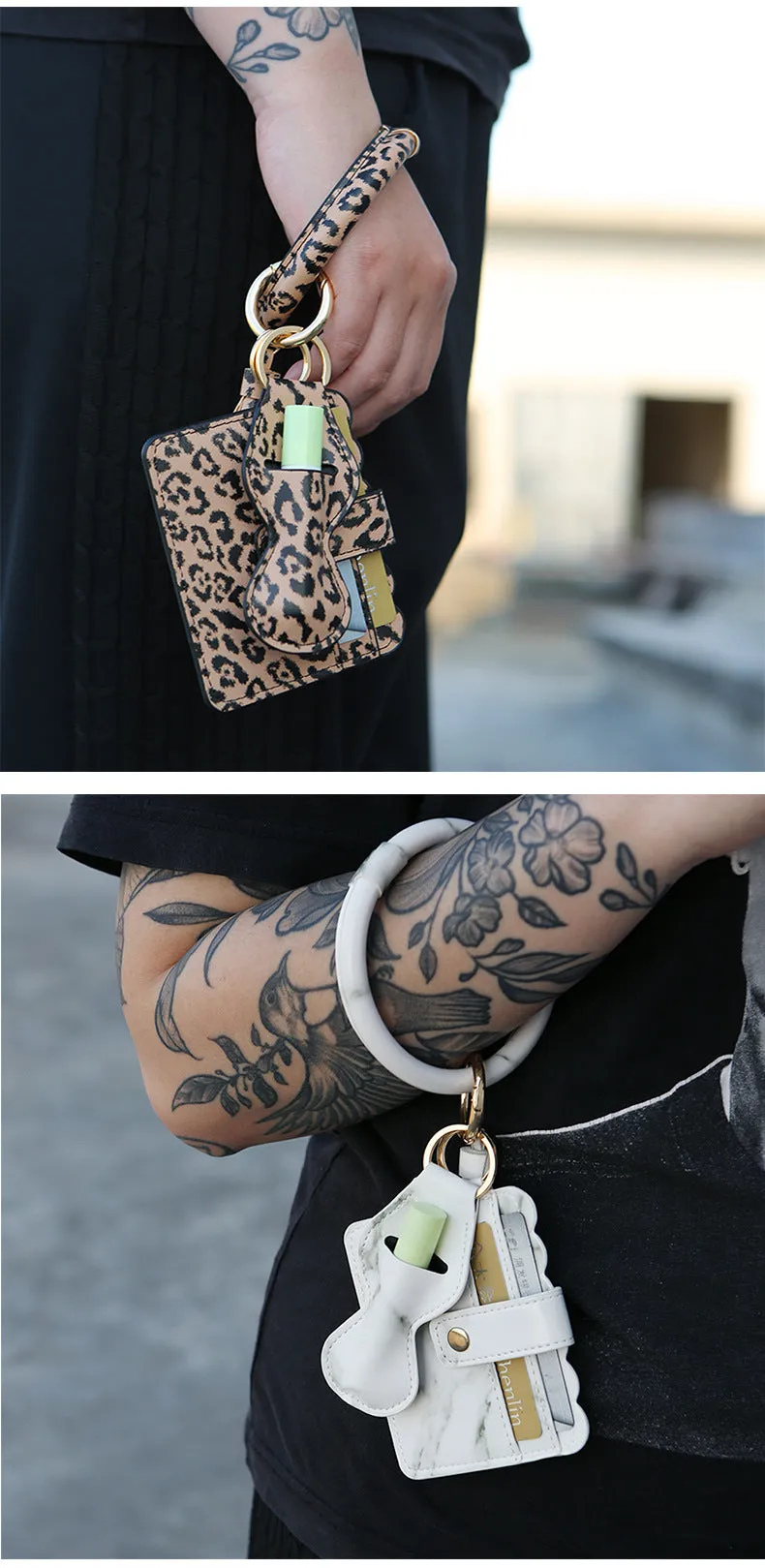 Women Wristlet Wallet Bracelet Keychain Pocket Card Holder Tassel Keyring