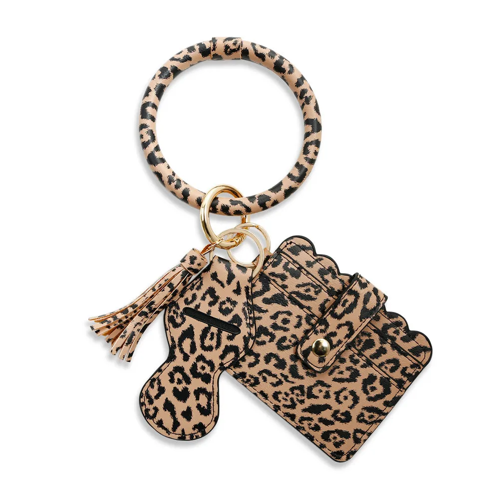 Women Wristlet Wallet Bracelet Keychain Pocket Card Holder Tassel Keyring