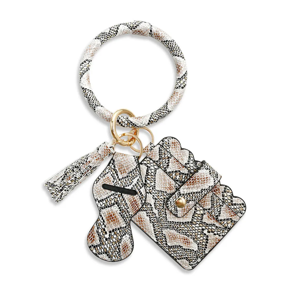 Women Wristlet Wallet Bracelet Keychain Pocket Card Holder Tassel Keyring