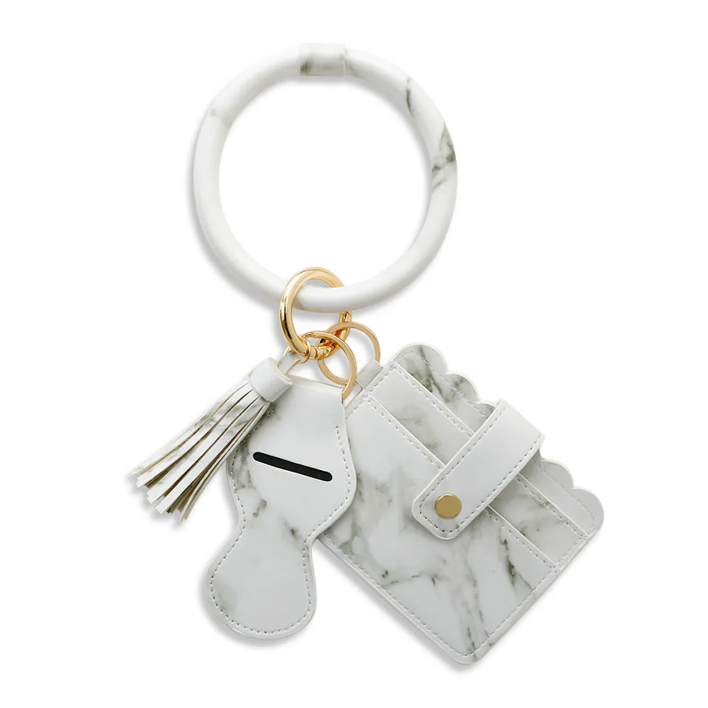 Women Wristlet Wallet Bracelet Keychain Pocket Card Holder Tassel Keyring