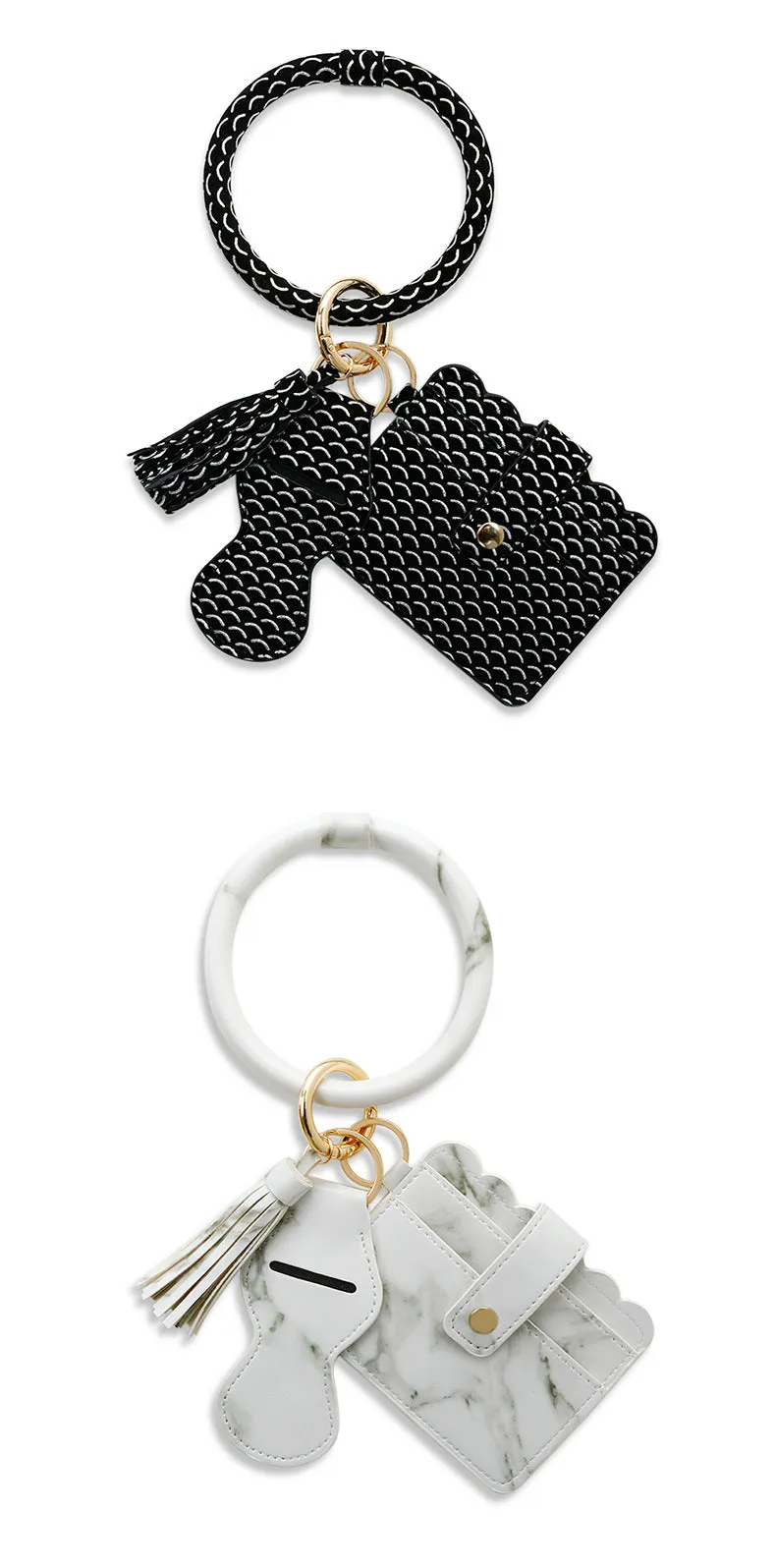 Women Wristlet Wallet Bracelet Keychain Pocket Card Holder Tassel Keyring