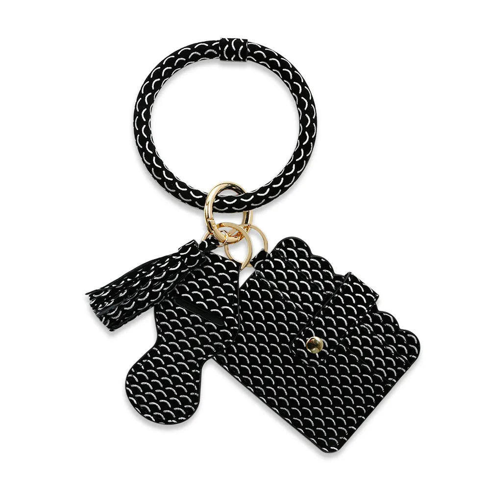 Women Wristlet Wallet Bracelet Keychain Pocket Card Holder Tassel Keyring