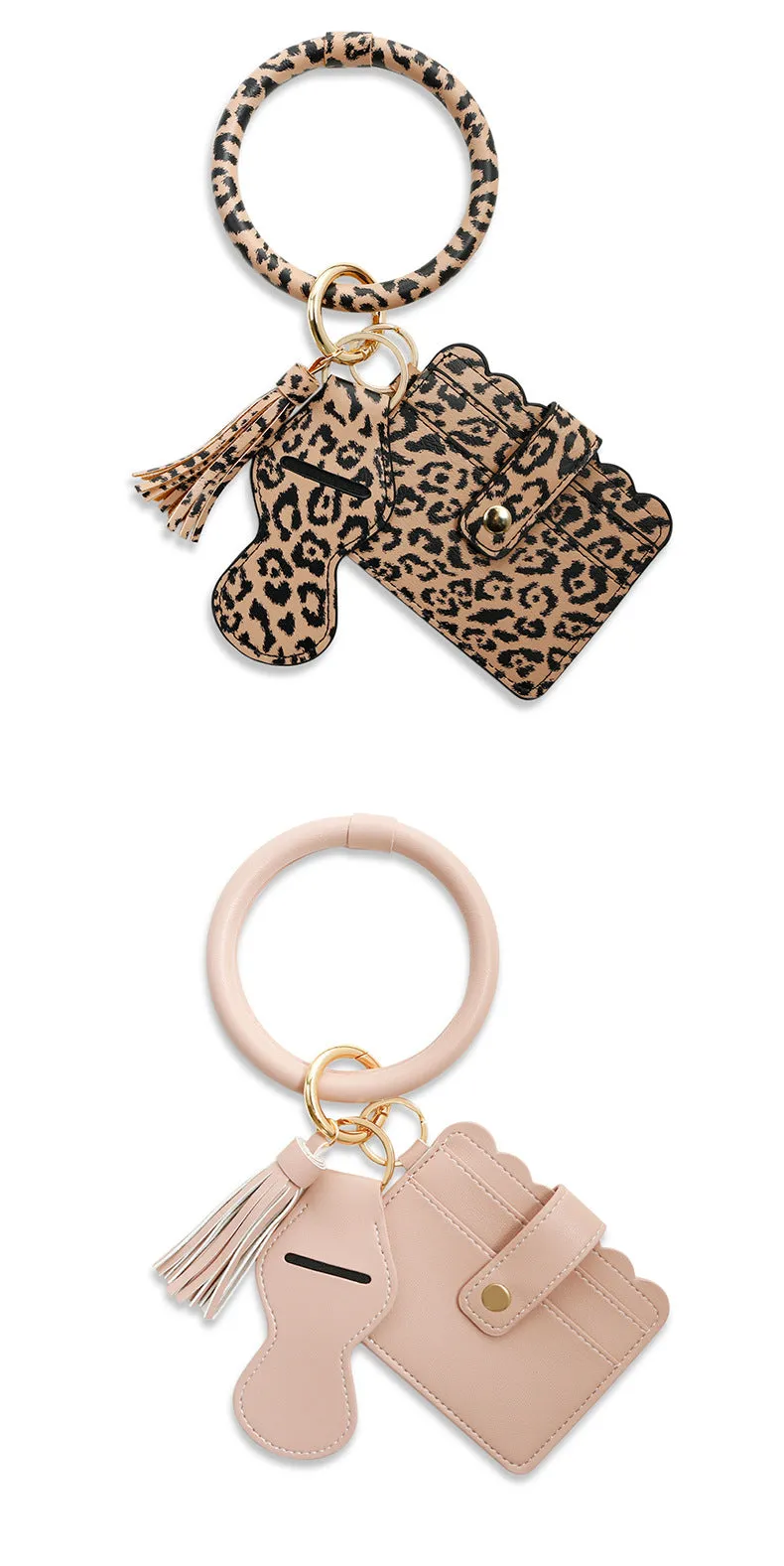 Women Wristlet Wallet Bracelet Keychain Pocket Card Holder Tassel Keyring