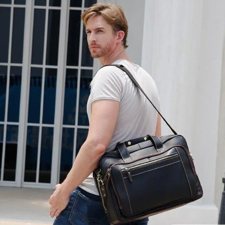 Woosir Vintage Distressed Leather Briefcase for Laptop