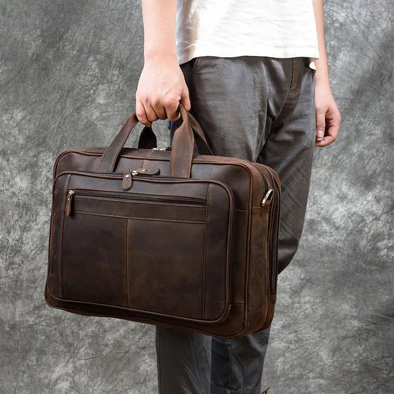 Woosir Vintage Distressed Leather Briefcase for Laptop