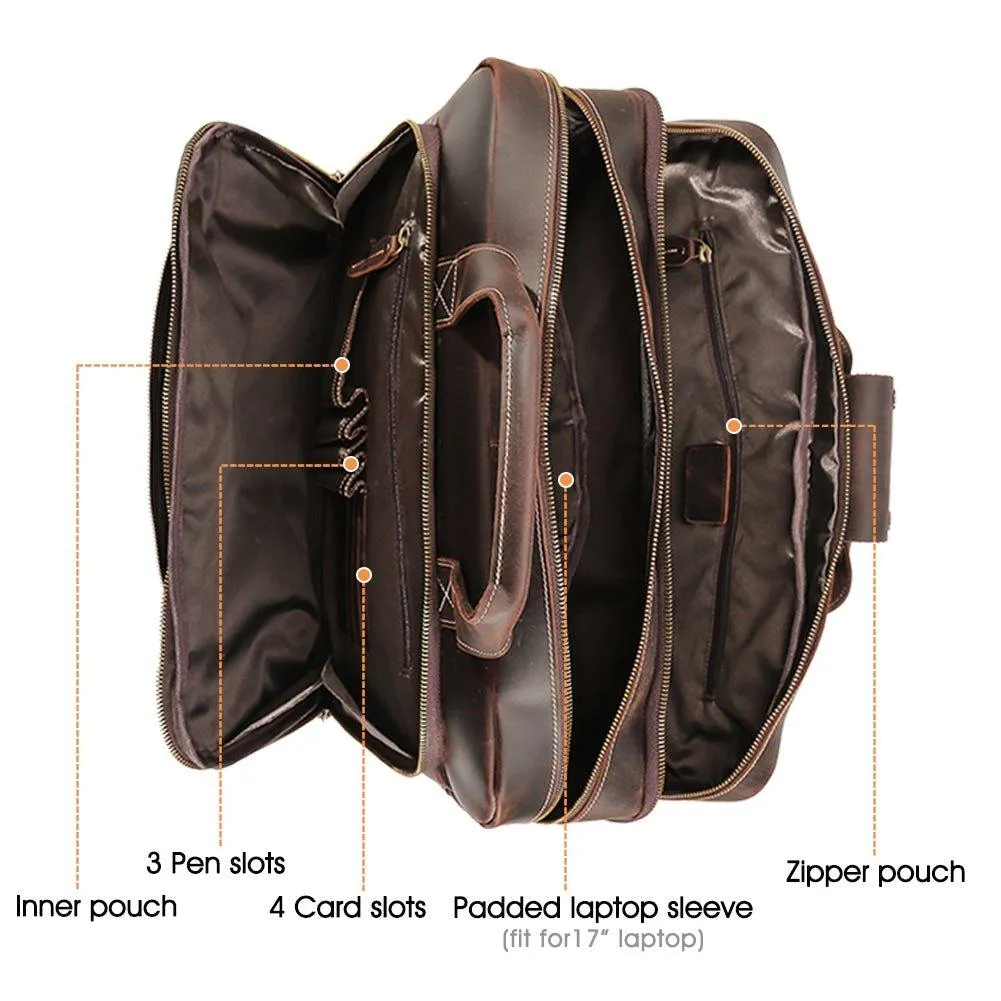 Woosir Vintage Distressed Leather Briefcase for Laptop
