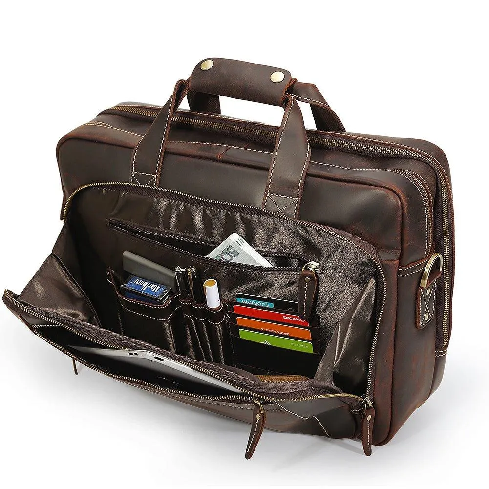Woosir Vintage Distressed Leather Briefcase for Laptop