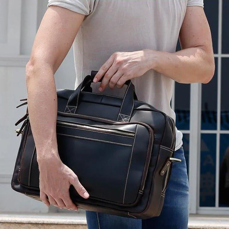 Woosir Vintage Distressed Leather Briefcase for Laptop