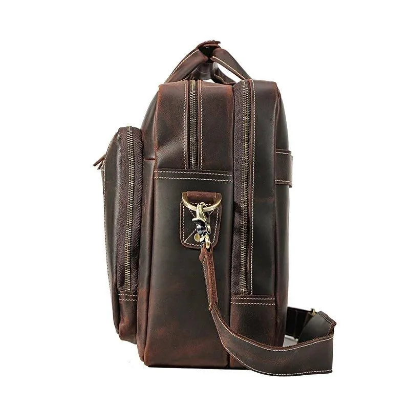 Woosir Vintage Distressed Leather Briefcase for Laptop