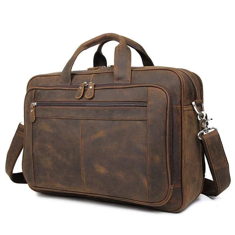 Woosir Vintage Distressed Leather Briefcase for Laptop