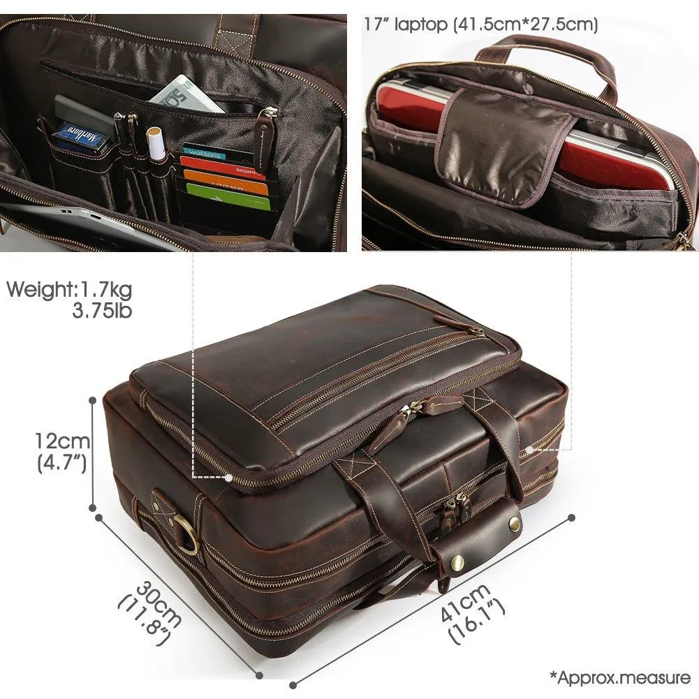 Woosir Vintage Distressed Leather Briefcase for Laptop