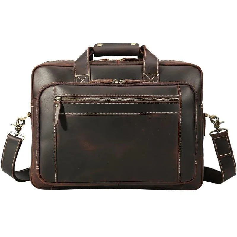 Woosir Vintage Distressed Leather Briefcase for Laptop